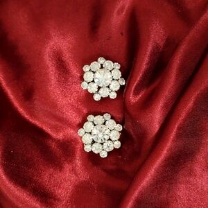 Vintage Judy Lee Silver Tone Crystal Clip-On Earrings